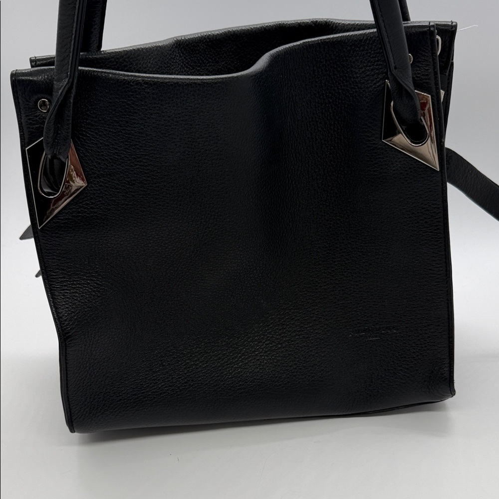 Structured Black Tote with Metal Accent Handles